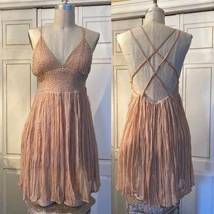 Womens Free People festive sparkle dress in champagne color , size 12.